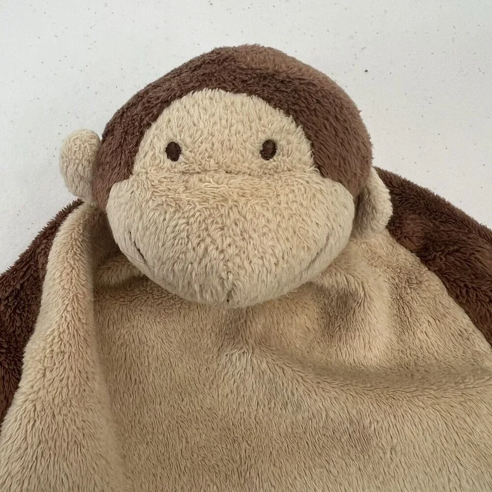 Angel‎ Dear Lovey Baby Security Blanket Plush Brown Tan Monkey Embroidered Face